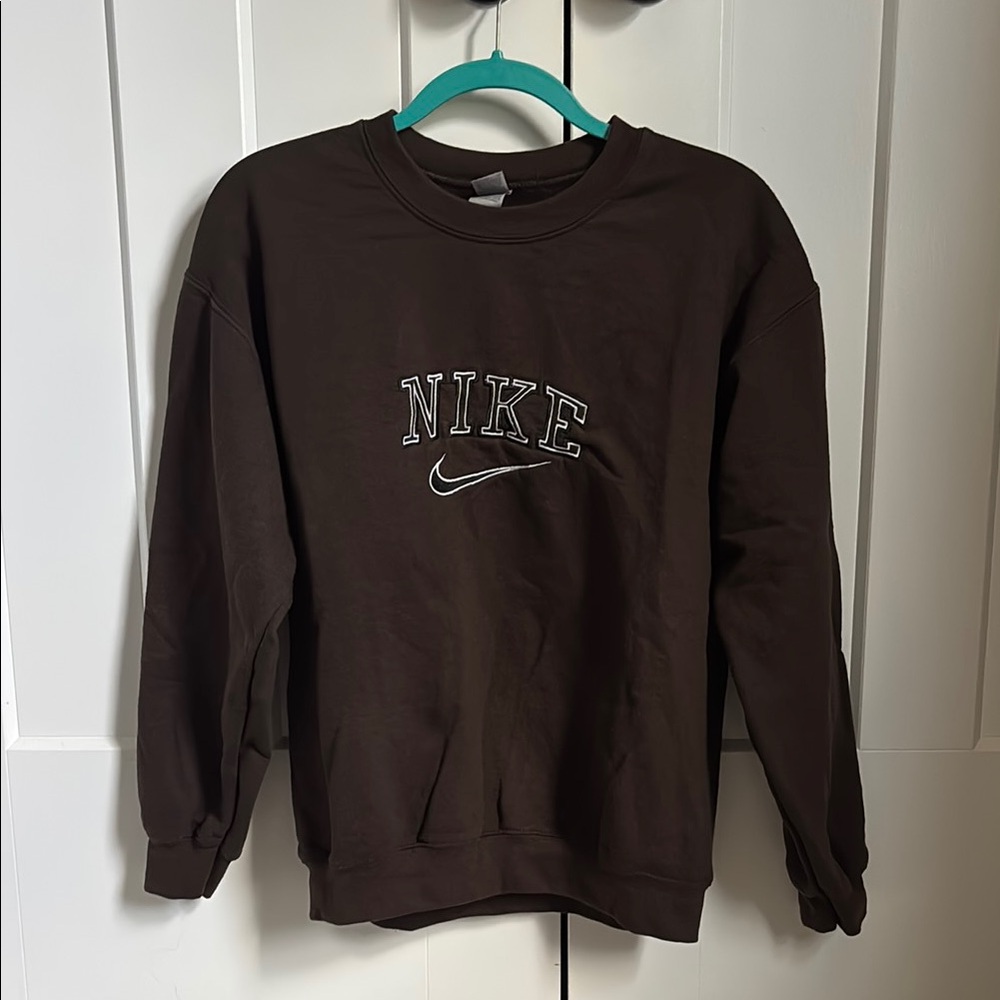 Custom Nike Brown Crewneck Sweater Classic Comfort
